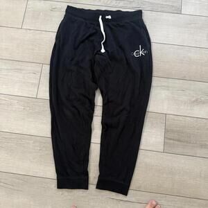 Calvin Klein Black Jogger Sweatpants Women’s L Logo Drawstring Lounge Casual